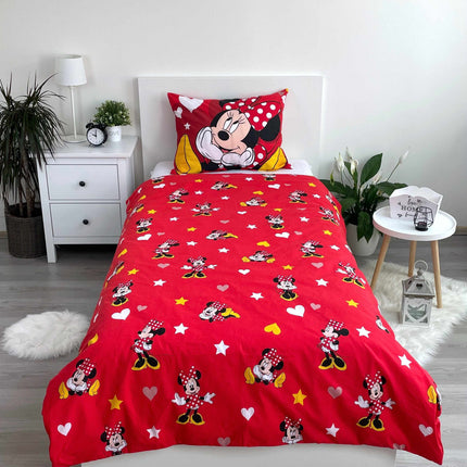 Minnie Maus Herzen Bettwäsche - weiche Baumwolle 140x200 cm Kissen und Decke