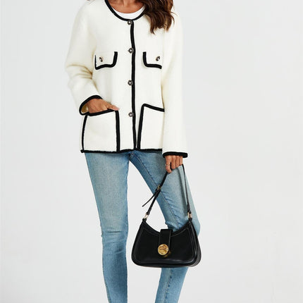 Relaxed Boucle Jacket In Cream White