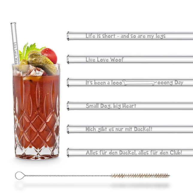 Dackel Glasstrohhalme 6 lustige Dackel Sprüche für alle Hundeliebhaber (Glastrinkhalme) kaufen bei Linkreich – Jetzt entdecken!