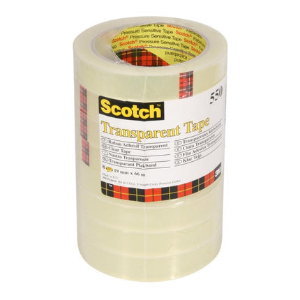 Scotch® Transparentes Klebeband 550, 19 mm x 66 m, 8 Rollen | Packung (8 Stück)