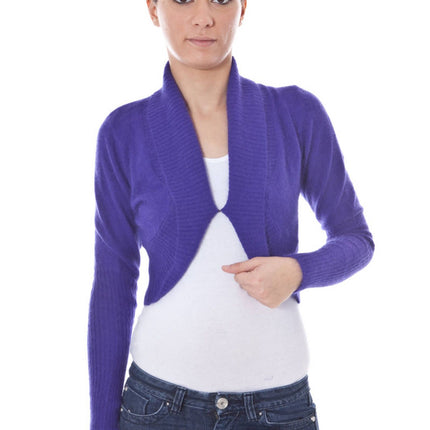 DATCH Shrug Damen – Langes Strickjäckchen in Lila mit Knopfverschluss für Herbst/Winter