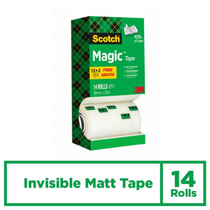 Scotch® Magic™ Unsichtbares Klebeband, Vorteilspack 14 Rollen, 19 mm x 33 m | Packung (1 Stück)