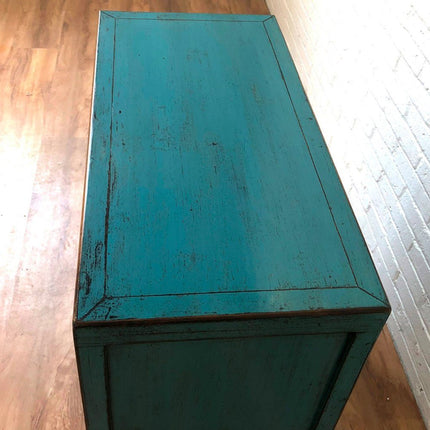 Vintage Asia Asiatische Kommode Sideboard Blau "Oceanflowers" - Art. 34740-5