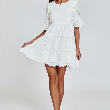 Lace Mini Dress In White