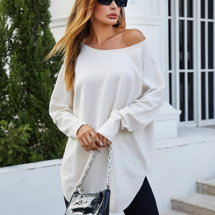 Oversize Knitted Jumper Top In Ecru