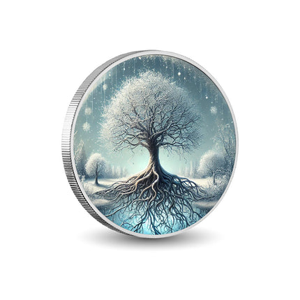 Frosted Tree 1oz Silver Coloured Coin