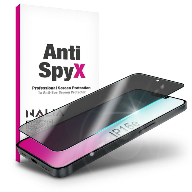 NALIA AntiSpyX für iPhone 16e Glas, Privacy Schutzglas [9H], Blickschutz nur frontal sichtbar, Gehärtetes Hartglas, Touchpräzise, Kratzfest, Blasenfrei, Anti-Fingerprint Glasfolie