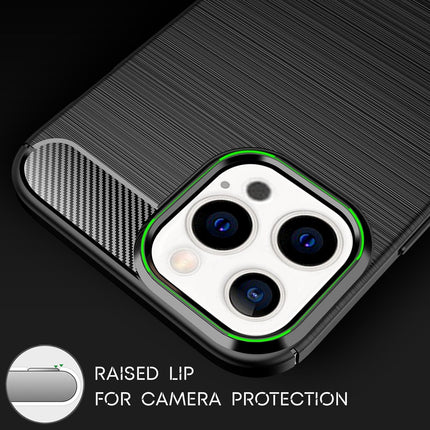 NALIA Carbon Look Case für iPhone 13 Pro Max, Schwarz Silikon Cover Case Bumper