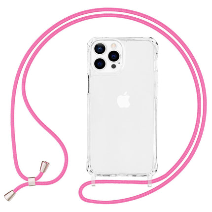 NALIA Klares Hybrid Case mit Kette für iPhone 13 Pro, Transparent Anti-Gelb Robust Verstärkte Ecken Hardcase & Silikon Rahmen, Stoßfeste Schutzhülle & Handy-Schnur