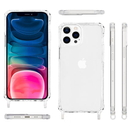 NALIA Klares Hybrid Case mit Kette für iPhone 13 Pro, Transparent Anti-Gelb Robust Verstärkte Ecken Hardcase & Silikon Rahmen, Stoßfeste Schutzhülle & Handy-Schnur
