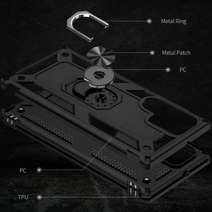 NALIA Military-Style Ringhülle für Samsung Galaxy S22 Ultra, Extrem Schützend Stoßfest, 360° Ring für Aufsteller