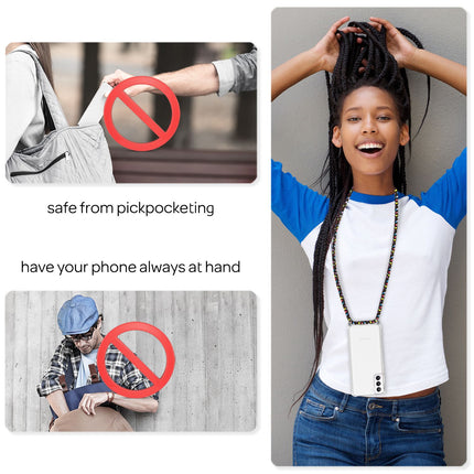 NALIA Handyhülle mit Kette für Samsung Galaxy S22, Transparente Klare Schutzhülle & Handy-Schnur zum Umhängen