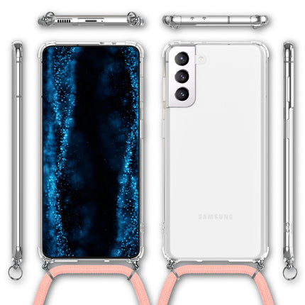 NALIA Handyhülle mit Kette für Samsung Galaxy S22, Transparente Klare Schutzhülle & Handy-Schnur zum Umhängen