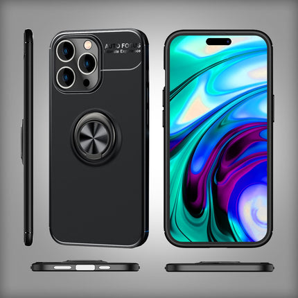 Hülle für iPhone 14 Pro Max - Matt Schwarze Ring Handyhülle Aufsteller Ständer