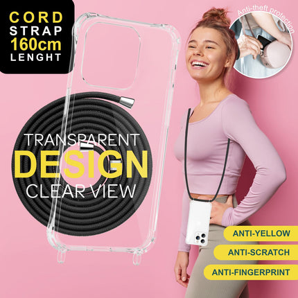 Hülle mit Band für iPhone 15 Pro Handyhülle Umhänge Case Handy Kette Kordel Seil