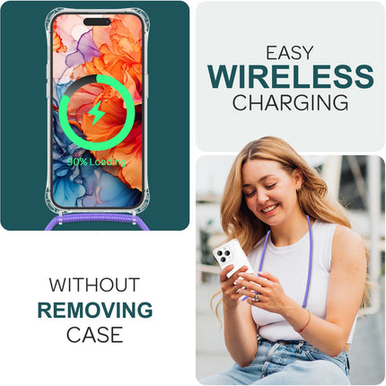 Hülle mit Band für iPhone 15 Pro Handyhülle Umhänge Case Handy Kette Kordel Seil