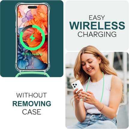 Hülle mit Band für iPhone 15 Pro Handyhülle Umhänge Case Handy Kette Kordel Seil
