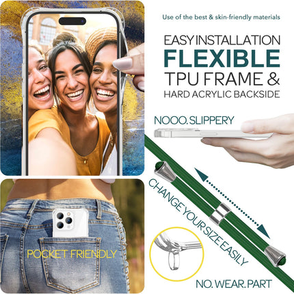 Hülle mit Band für iPhone 15 Pro Handyhülle Umhänge Case Handy Kette Kordel Seil