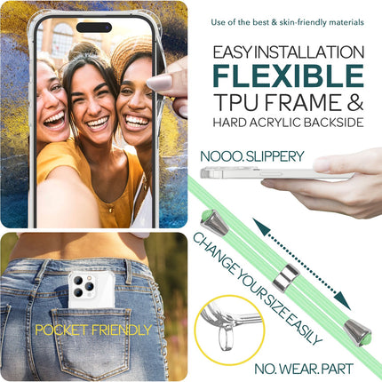 Hülle mit Band für iPhone 15 Pro Handyhülle Umhänge Case Handy Kette Kordel Seil