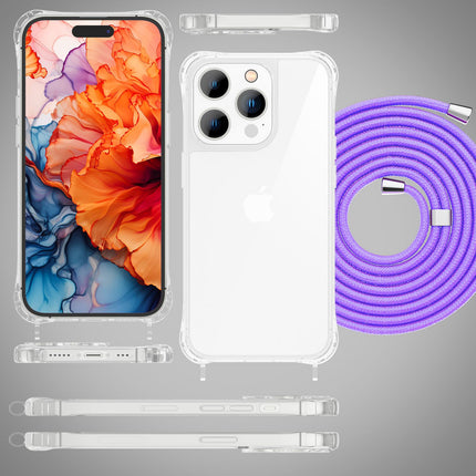 Hülle mit Band für iPhone 15 Pro Handyhülle Umhänge Case Handy Kette Kordel Seil