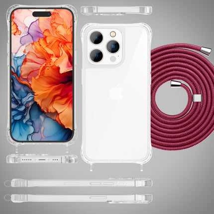 Hülle mit Band für iPhone 15 Pro Handyhülle Umhänge Case Handy Kette Kordel Seil