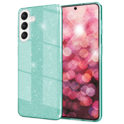 NALIA Hybrid Glitzerhülle für Samsung Galaxy S24 Plus Hülle, Glänzende Glitzer Schutzhülle mit verstärktem Silikon