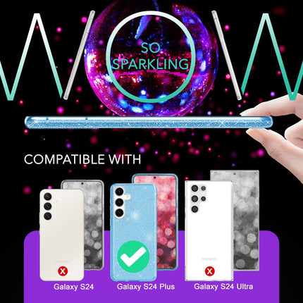 NALIA Hybrid Glitzerhülle für Samsung Galaxy S24 Plus Hülle, Glänzende Glitzer Schutzhülle mit verstärktem Silikon