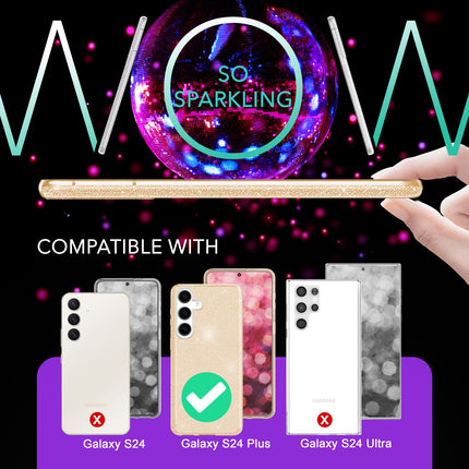 NALIA Hybrid Glitzerhülle für Samsung Galaxy S24 Plus Hülle, Glänzende Glitzer Schutzhülle mit verstärktem Silikon