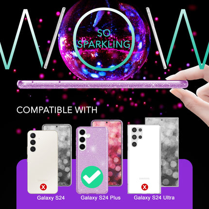 NALIA Hybrid Glitzerhülle für Samsung Galaxy S24 Plus Hülle, Glänzende Glitzer Schutzhülle mit verstärktem Silikon