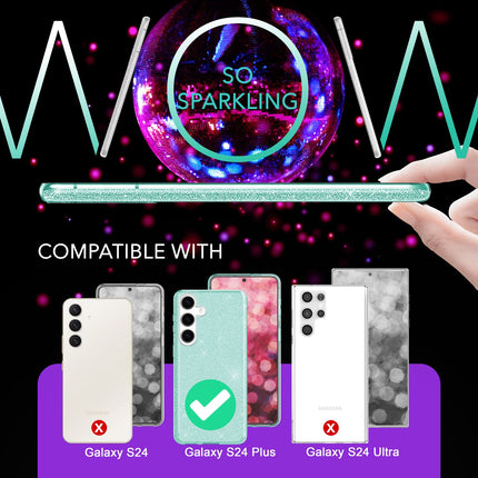 NALIA Hybrid Glitzerhülle für Samsung Galaxy S24 Plus Hülle, Glänzende Glitzer Schutzhülle mit verstärktem Silikon