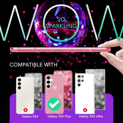 NALIA Hybrid Glitzerhülle für Samsung Galaxy S24 Plus Hülle, Glänzende Glitzer Schutzhülle mit verstärktem Silikon