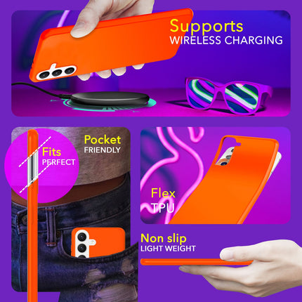 NALIA Farbintensive Neon Silikonhülle für Samsung Galaxy S24 Hülle, Schutzhülle in Bunt Leuchtender Neonfarbe