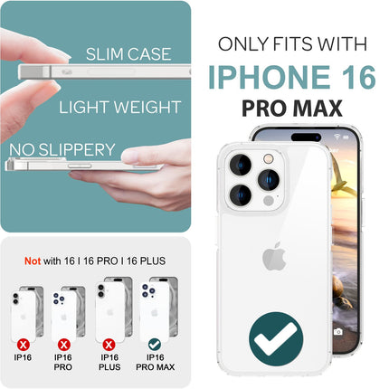 NALIA Klare Kratzfeste Acryl Hülle für iPhone 16 Pro Max, Harte Schutzhülle mit Silikon-Rahmen, Transparente Handyhülle