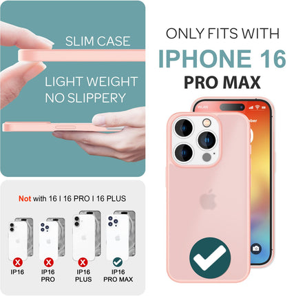NALIA Matte Hybrid Hülle für iPhone 16 Pro Max, Anti-Fingerabdruck Acryl Rückseite, Cover Semi-Transparent