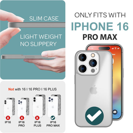 NALIA Matte Hybrid Hülle für iPhone 16 Pro Max, Anti-Fingerabdruck Acryl Rückseite, Cover Semi-Transparent