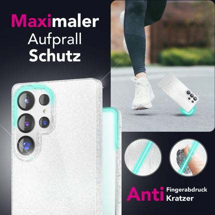 NALIA Dazzlin für Samsung Galaxy S25 Ultra Hülle, Funkelnde Transparente Glitzerhülle, Klare Anti-Gelb Schutzhülle mit Glitzer Pailletten, Durchsichtige Silikon Glitter Handyhülle