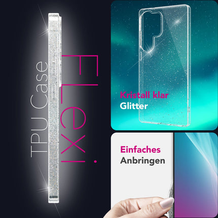 NALIA Dazzlin für Samsung Galaxy S25 Ultra Hülle, Funkelnde Transparente Glitzerhülle, Klare Anti-Gelb Schutzhülle mit Glitzer Pailletten, Durchsichtige Silikon Glitter Handyhülle