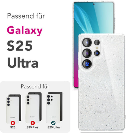 NALIA Dazzlin für Samsung Galaxy S25 Ultra Hülle, Funkelnde Transparente Glitzerhülle, Klare Anti-Gelb Schutzhülle mit Glitzer Pailletten, Durchsichtige Silikon Glitter Handyhülle