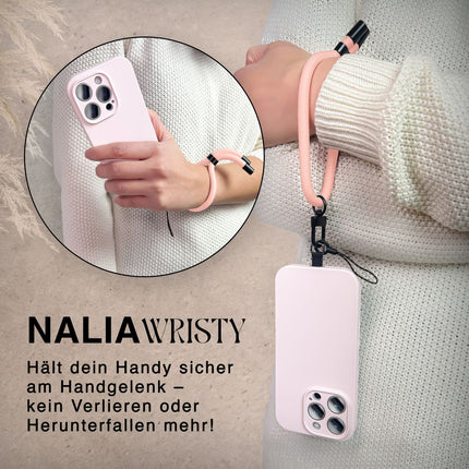 NALIA Wristy Universal Lanyard Handy-Kette für Smartphone & Handyhüllen, Handgelenk-Schlaufe mit Metallkarabiner, Verstellbares Trageband, Anti-Diebstahl Handyband