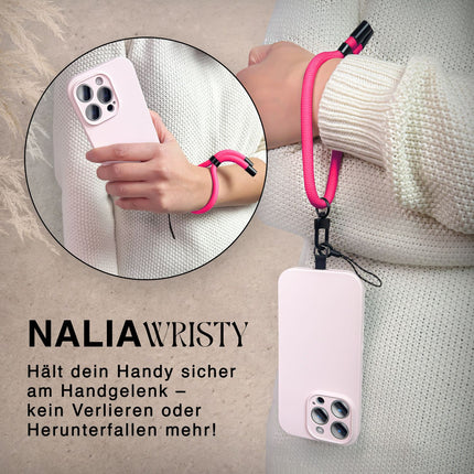 NALIA Wristy Universal Lanyard Handy-Kette für Smartphone & Handyhüllen, Handgelenk-Schlaufe mit Metallkarabiner, Verstellbares Trageband, Anti-Diebstahl Handyband
