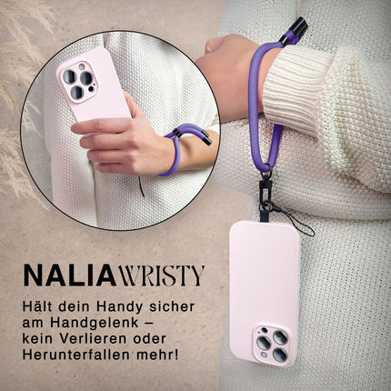 NALIA Wristy Universal Lanyard Handy-Kette für Smartphone & Handyhüllen, Handgelenk-Schlaufe mit Metallkarabiner, Verstellbares Trageband, Anti-Diebstahl Handyband