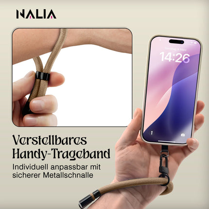 NALIA Wristy Universal Lanyard Handy-Kette für Smartphone & Handyhüllen, Handgelenk-Schlaufe mit Metallkarabiner, Verstellbares Trageband, Anti-Diebstahl Handyband