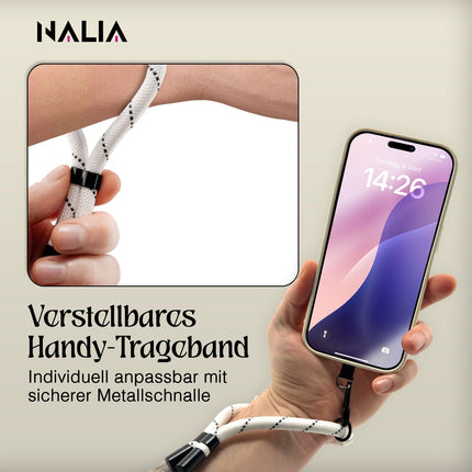 NALIA Wristy Universal Lanyard Handy-Kette für Smartphone & Handyhüllen, Handgelenk-Schlaufe mit Metallkarabiner, Verstellbares Trageband, Anti-Diebstahl Handyband