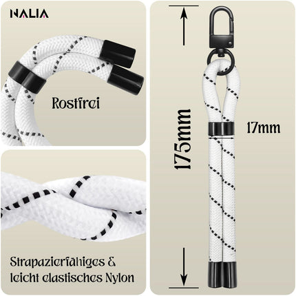 NALIA Wristy Universal Lanyard Handy-Kette für Smartphone & Handyhüllen, Handgelenk-Schlaufe mit Metallkarabiner, Verstellbares Trageband, Anti-Diebstahl Handyband