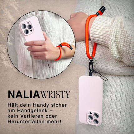 NALIA Wristy Universal Lanyard Handy-Kette für Smartphone & Handyhüllen, Handgelenk-Schlaufe mit Metallkarabiner, Verstellbares Trageband, Anti-Diebstahl Handyband