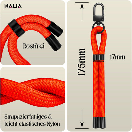 NALIA Wristy Universal Lanyard Handy-Kette für Smartphone & Handyhüllen, Handgelenk-Schlaufe mit Metallkarabiner, Verstellbares Trageband, Anti-Diebstahl Handyband