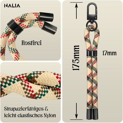 NALIA Wristy Universal Lanyard Handy-Kette für Smartphone & Handyhüllen, Handgelenk-Schlaufe mit Metallkarabiner, Verstellbares Trageband, Anti-Diebstahl Handyband