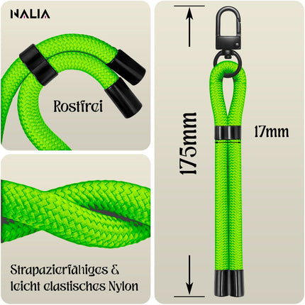 NALIA Wristy Universal Lanyard Handy-Kette für Smartphone & Handyhüllen, Handgelenk-Schlaufe mit Metallkarabiner, Verstellbares Trageband, Anti-Diebstahl Handyband