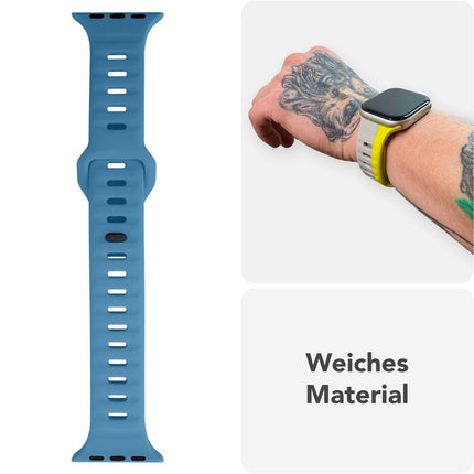 NALIA Motion Armband für Apple Watch Ultra/SE/10/9/8/7/6/5/4/3/2/1, Gehäusegröße 42/44/45/46/49mm, Soft Silikon Ersatz Sportarmband mit Steck-Pin Verschluss