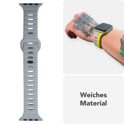 NALIA Motion Armband für Apple Watch Ultra/SE/10/9/8/7/6/5/4/3/2/1, Gehäusegröße 42/44/45/46/49mm, Soft Silikon Ersatz Sportarmband mit Steck-Pin Verschluss